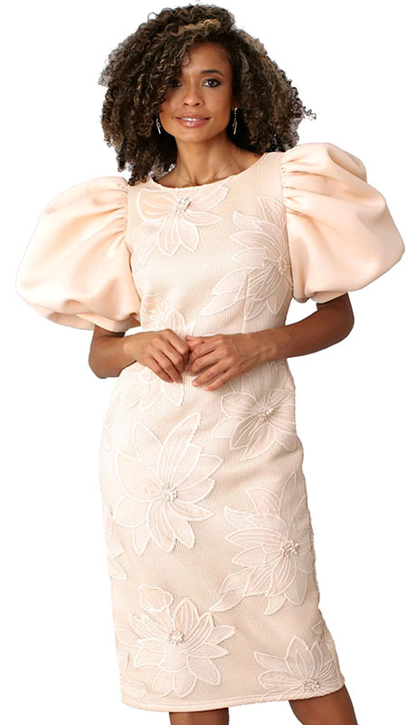 Chancele 9705-NUDE ( 1pc Novelty Dress With Oversize Puff Sleeves )