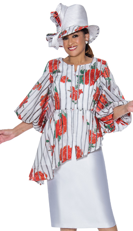 Dorinda Clark Cole 4422 ( 2pc Novelty Womens Church Suit With Floral Pattern )