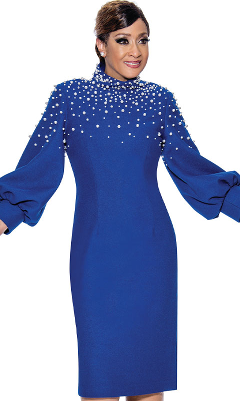 Dorinda Clark Cole 4841-IH ( 1pc Ponte Knit Ladies Sunday Dress With Misty Pearl Pattern )