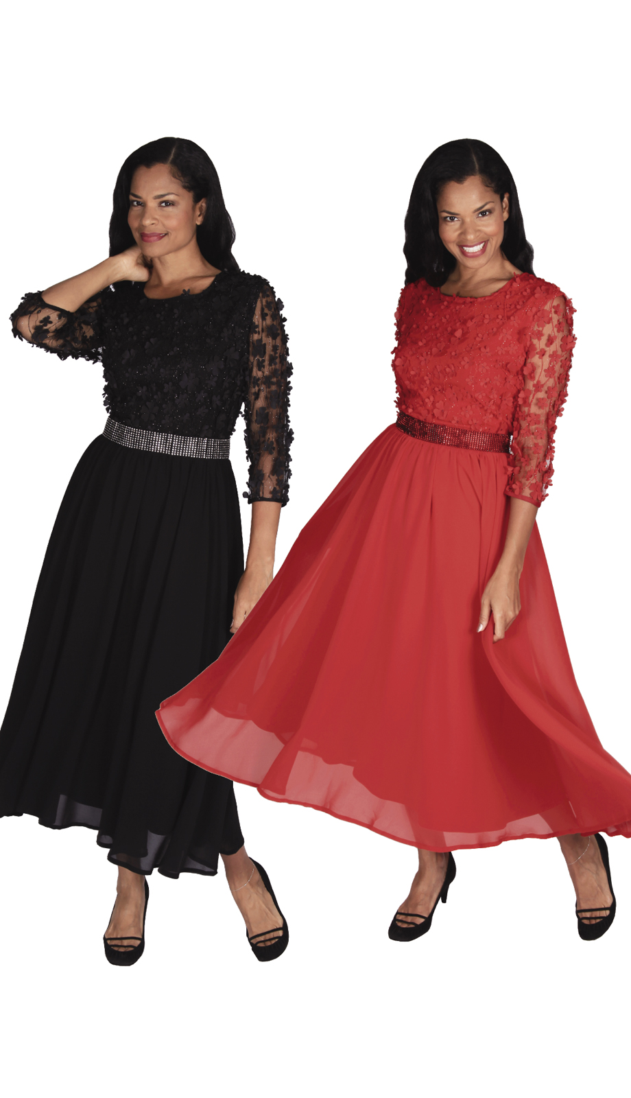 Diana Couture 8561BLK ( 1pc Novelty With Organza Womens Sunday Dress