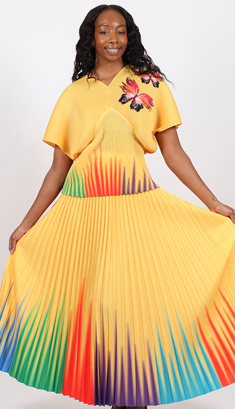 Diana Couture 8073-YLW Church Dress