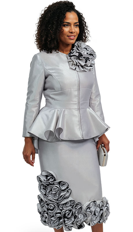 Donna Vinci 12164-SLV Ladies Church Suit