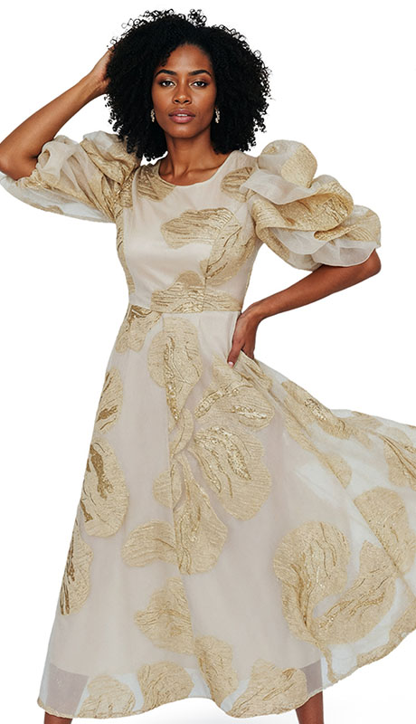 Donna Vinci 12266-TAN Ladies Church Dress