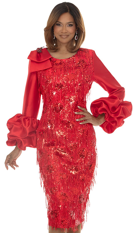 Donna Vinci 12276-RED Ladies Church Dress