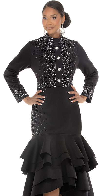 Donna Vinci 12301-BLK Ladies Church Dress