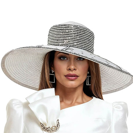 Donna Vinci H12252-WHBLK-IH Church Hat