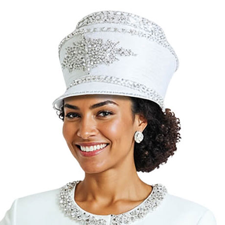 Donna Vinci H13458-PUWHT-IH Church Hat