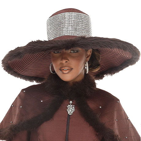 Donna Vinci H12240-BRWN-IH Church Hat