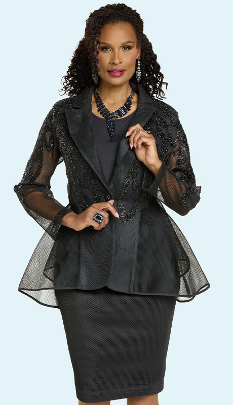 Donna Vinci 5865-BLK Womens Church Suit