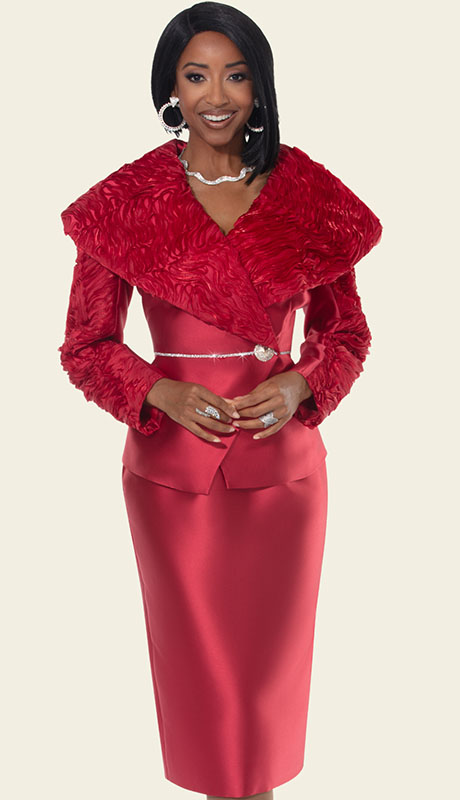 Donna Vinci 12230-RED Womens Church Suit