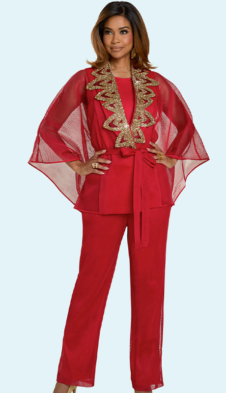 Donna Vinci 5866-RED Ladies Church Suit