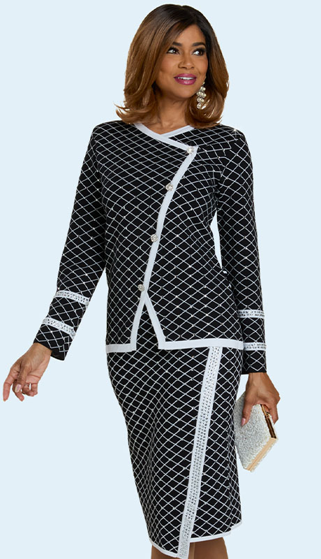 Donna Vinci Knit 13451-BLK Womens Church Suit