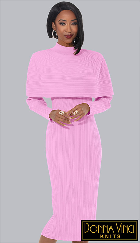 Donna Vinci Knit 13444-PNK Womens Church Dress