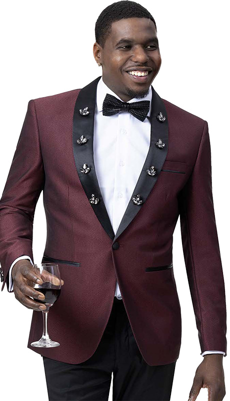 EJ Samuel J77 ( 1pc Mens One Button Blazer WIth Black Shawl Lapel )