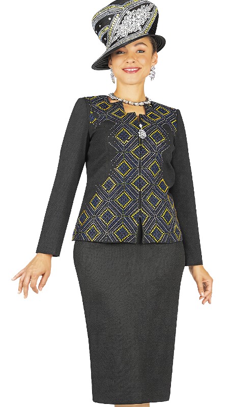 Elite Champagne 5660 ( 2pc Ladies Church Suit With Zipper Jacket And Skirt )-Hat