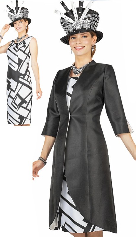 Elite Champagne 5663 ( 2pc Ladies Church Suit With Long Jacket Dress And Printed Satin )-Hat