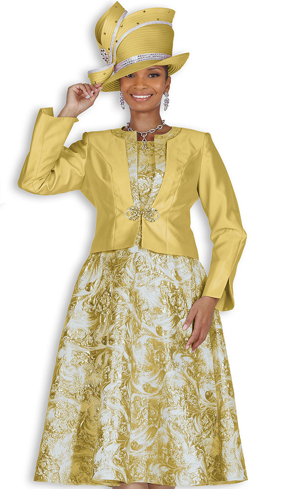 Elite Champagne 6453-GLD Church Dress