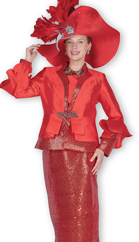 Elite Champagne 6264-RED Church Suit