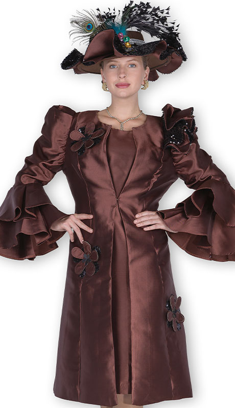 Elite Champagne 6172-BRN-H Ladies Church Dress-Hat