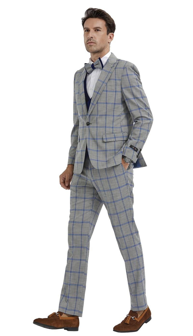 Tazzio Mens Suit M351SK-01-GRY-BLU 