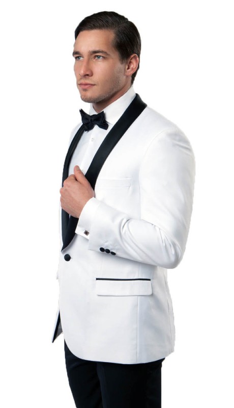 Tazzio Mens Sports Coat MJ118S-WHT-BLK