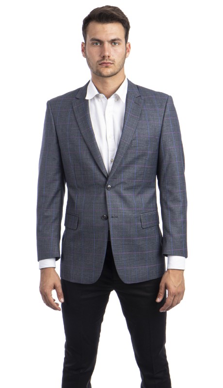 Empire Mens Sports Coat MJ293-02-DARK GREY-BLUE-PINK