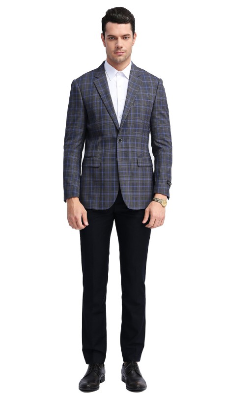 Empire Mens Sports Coat MJ309S-01-CHARCOAL-BLUE PAID