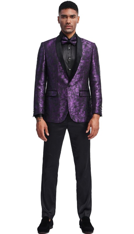  Empire Mens Sports Coat  MJ336S-01-PURPLE-BLACK