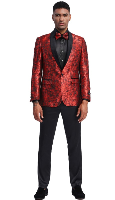  Empire Mens Sports Coat  MJ336S-02-RED-BLACK
