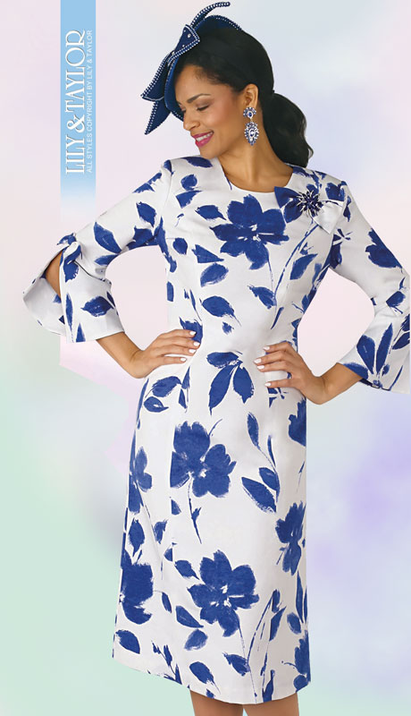 Lily And Taylor 4287-RO ( 1pc Womans Novelty Church Dress With Slit Sleeves, Bow Trim And Jeweled Brooch ) - Hat