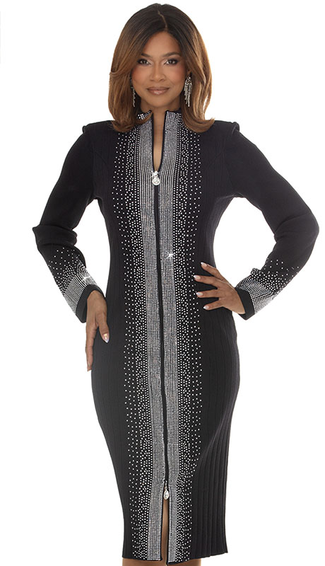 Donna Vinci Knit 13478-BLK Womens Church Dress