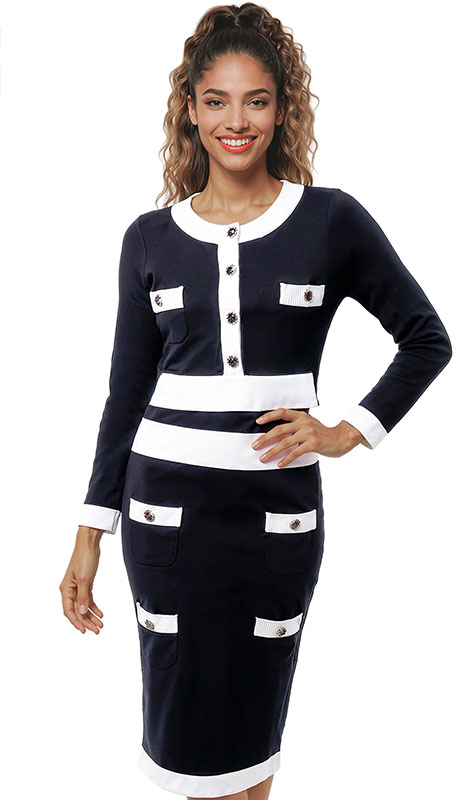 Donna Vinci Knit 13480-BLK Womens Church Dress