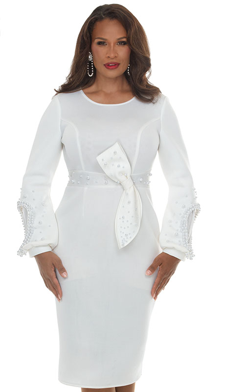 Lisa Rene 3378-WHT Ladies Church Dress