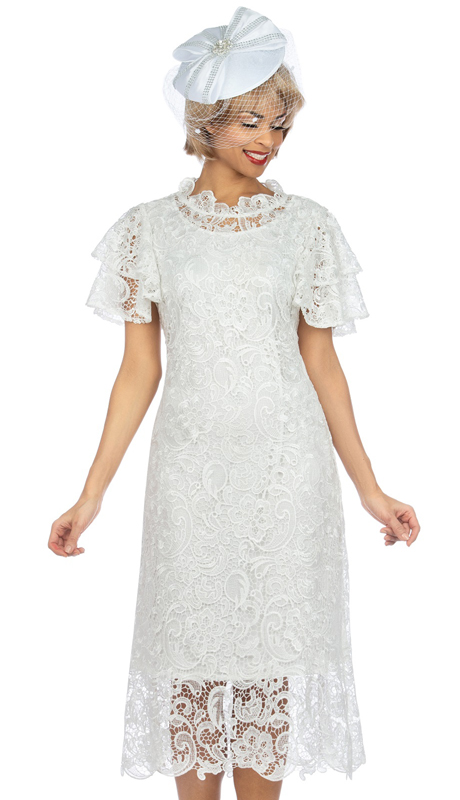 Giovanna D1511-OW ( 1pc Lace Short Tierred Sleeve Dress )-Hat