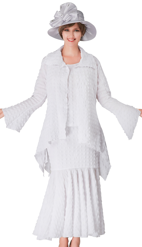 Giovanna 0940-WH ( 3pc Popcorn High Low Jacket, Vest & Skirt Set )-Hat