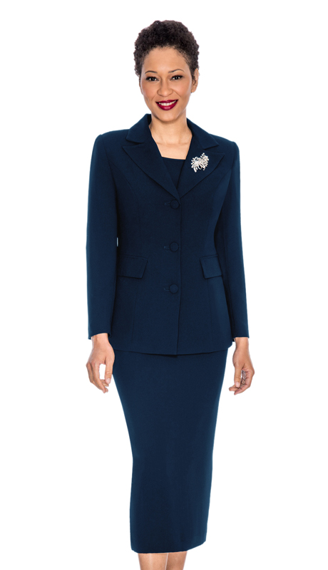 Giovanna 0655-NA ( 3pc PeachSkin Ladies Women Suit With Rhinestone Brooch)