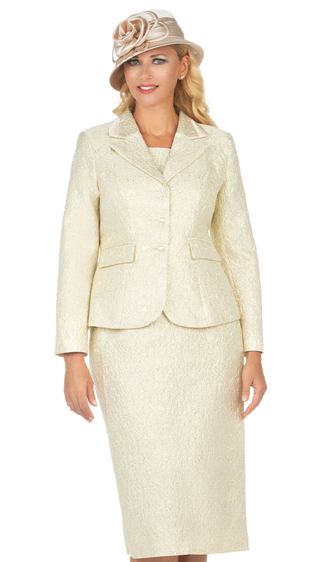 Giovanna G1124-CHM-H ( 2pc Brocade Womens Suit With Beautiful Greco-Roman Motif )-Hat