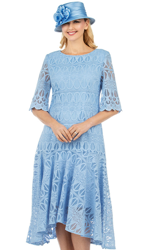 Giovanna D1525-IBL ( 1pc Lace Elegant Hi-Lo Flare Dress For Church )