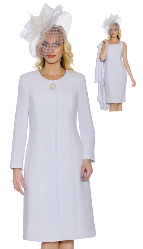 Giovanna 0921-W ( 2pc Womens Jacket Dress For Church With Stylish Brooch )-Hat