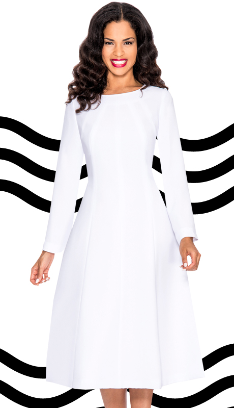 Giovanna 1451-WHT-CO ( 1pc Silk Look Women Dress For Church )