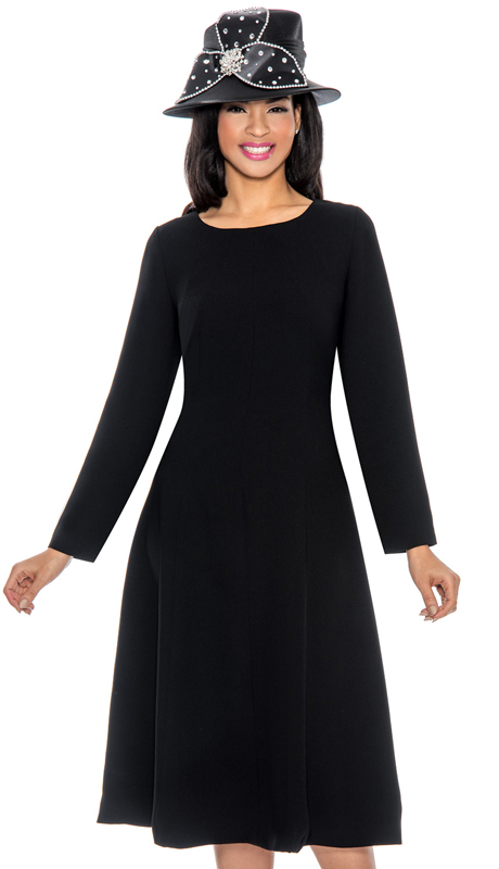 Giovanna D1451-BLK-CO 1pc MicroFiber Women Sunday Dress For Church 