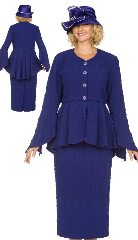 Giovanna 0944-P-CO ( 2pc Popcorn Womens Church Suit With Beautiful Peplum Jacket And Column Skirt ) 