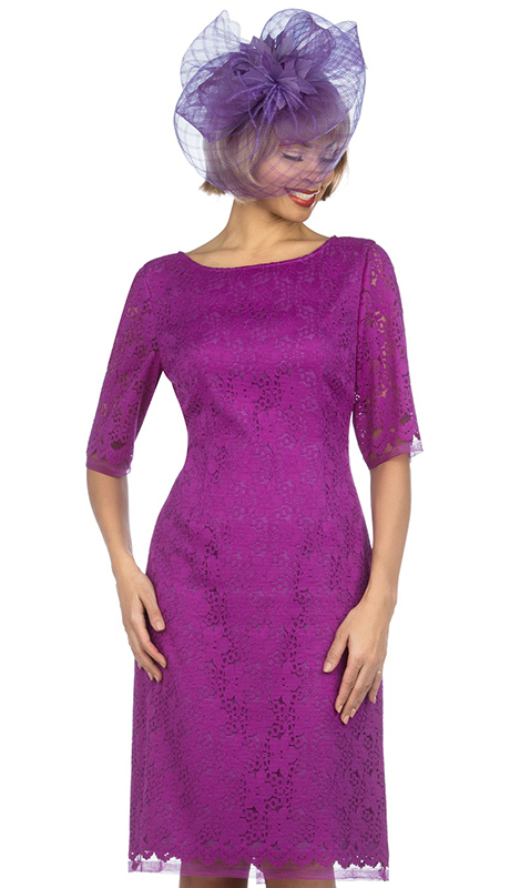 Giovanna D1513-DV (1pc Elegant Lace Elbow Length Sleeves Dress For Church ) - Hat