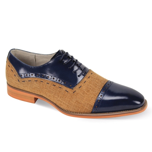 Giovanni Leather Dress Shoes-REED-NVY-TAN