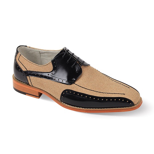 Giovanni Leather Dress Shoes-SIMON-BLK-TAN