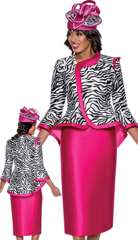 GMI 8872-BWHP-H ( 2pc Novelty Womens Sunday Suit With Animal Print Pattern )-Hat