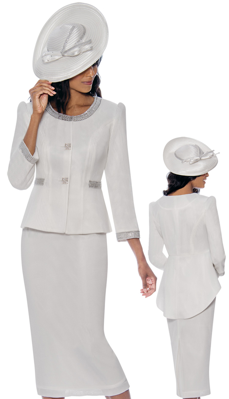 GMI 8212-W ( 2pc Silk Look Womens Church Suit With Round Neck Jacket And Skirt )-Hat