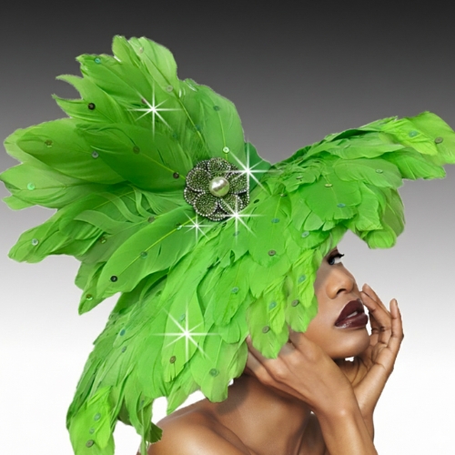 Church Hat 1757B  VOLCANO-LIME( Festive Feather Brim )