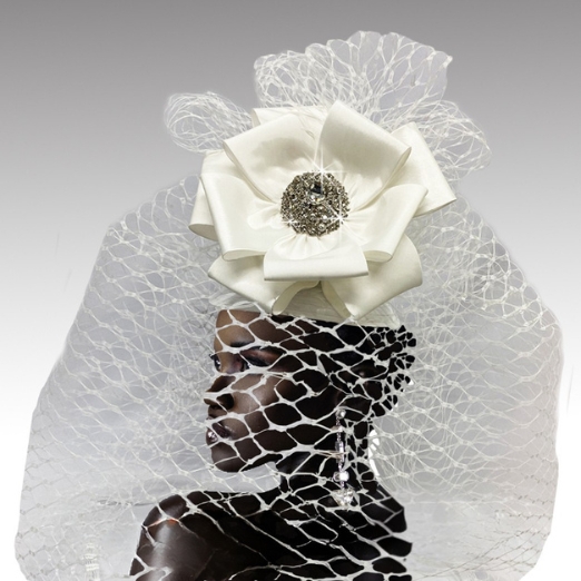 Church Hat 2839B CRUELLA-WH ( Cruella Veiled Pillbox )