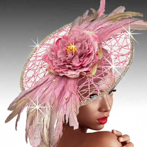 FA3472 ROSEWOOD-PINK Church Fascinator
